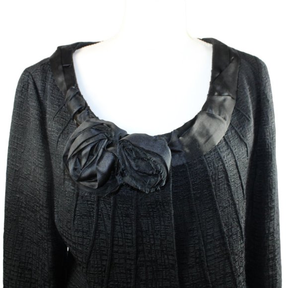 Elie Tahari Sabrina Rose Embellished Black Texture Suit Jacket, Size Lar… - Picture 10 of 12
